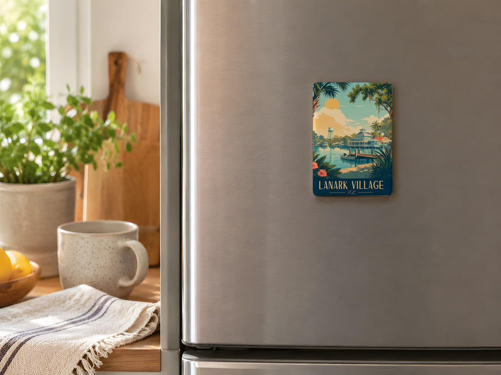 Lanark Village FL Fridge Magnet, Lanark Village Florida Souvenir Magnet, Coastal Gulf Town Travel Keepsake Gift