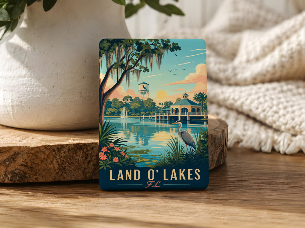 Land O Lakes Florida Fridge Magnet, Land O Lakes FL Souvenir Magnet, Florida Travel Gift, City Landmark Keepsake Magnet