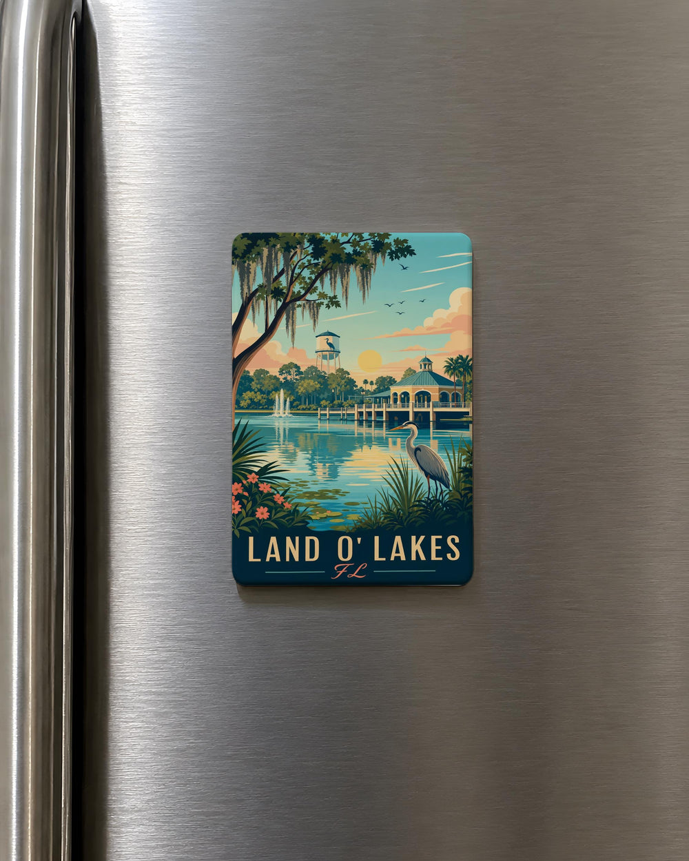 Land O Lakes Florida Fridge Magnet, Land O Lakes FL Souvenir Magnet, Florida Travel Gift, City Landmark Keepsake Magnet