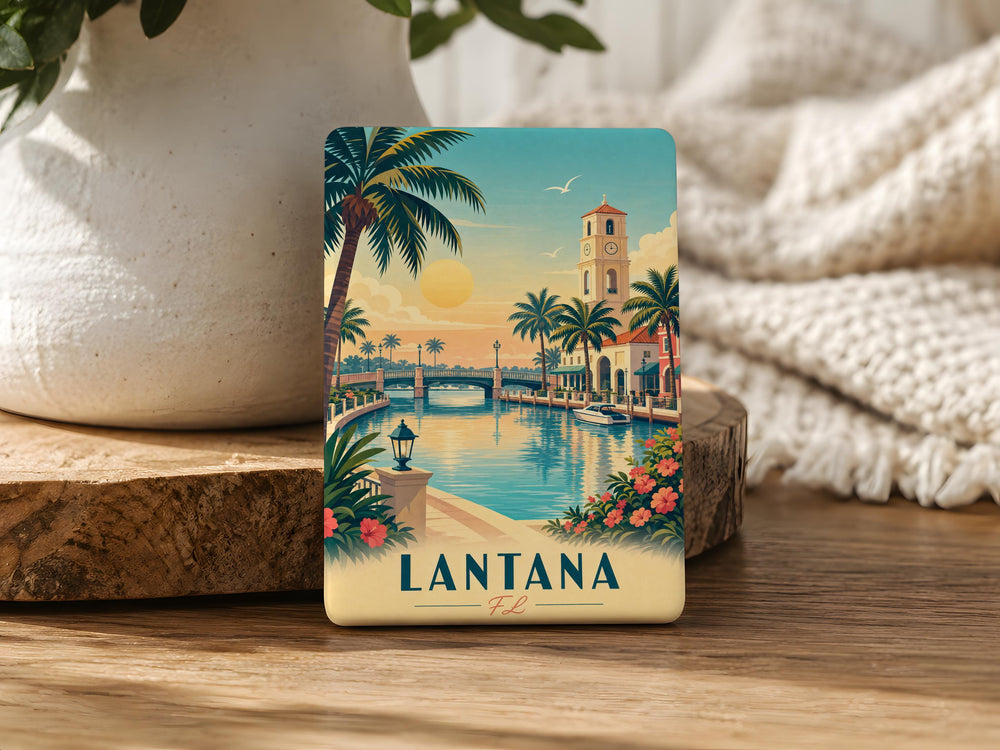 Lantana Florida Fridge Magnet, Lantana FL Souvenir Magnet, Palm Beach County Travel Gift, Beach Town Keepsake Magnet