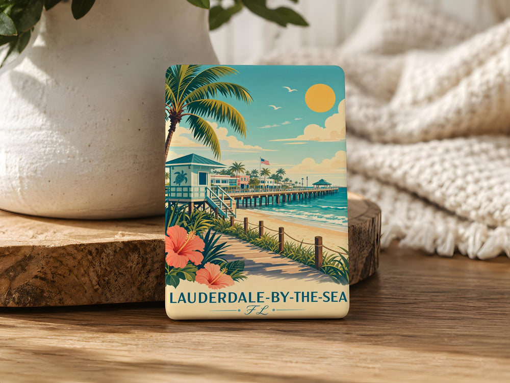Lauderdale-by-the-Sea Florida Fridge Magnet, Beach Town Souvenir Magnet, Coastal Vacation Travel Keepsake Gift