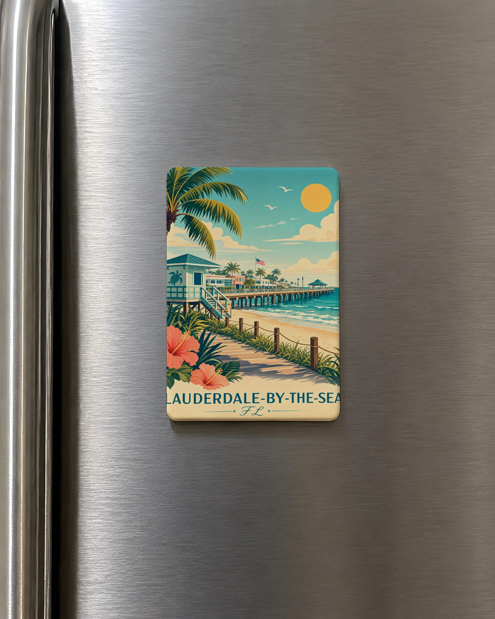 Lauderdale-by-the-Sea Florida Fridge Magnet, Beach Town Souvenir Magnet, Coastal Vacation Travel Keepsake Gift