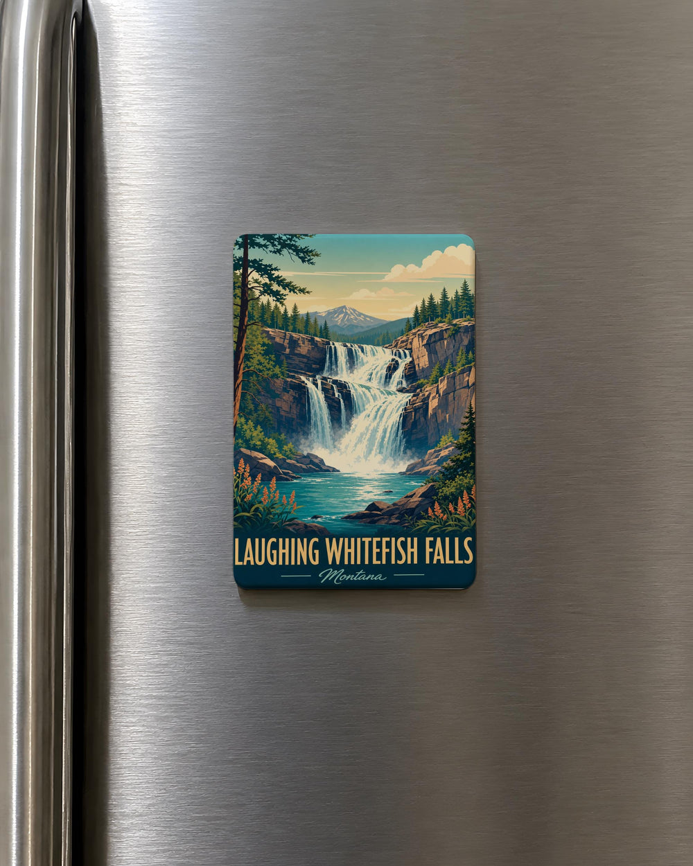 Laughing Whitefish Falls Fridge Magnet, Michigan Waterfall Souvenir Magnet, Upper Peninsula Nature Landmark Magnet