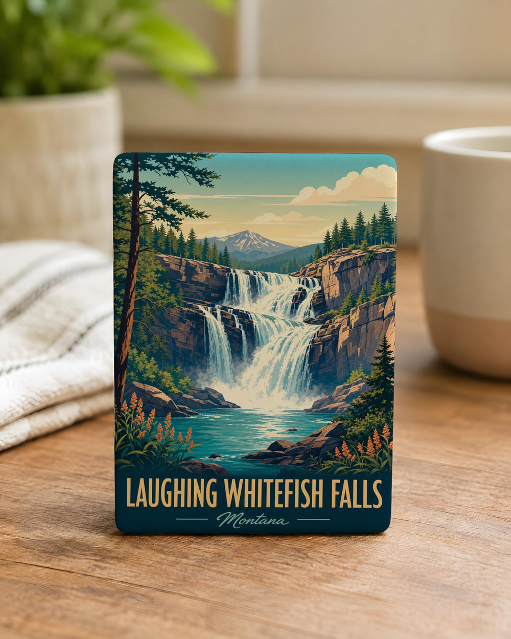 Laughing Whitefish Falls Fridge Magnet, Michigan Waterfall Souvenir Magnet, Upper Peninsula Nature Landmark Magnet