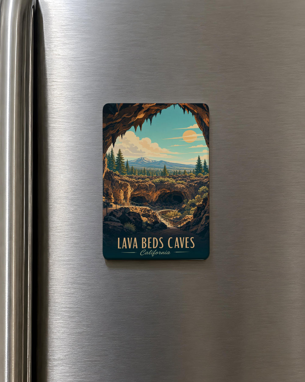 Lava Beds Caves Fridge Magnet, Lava Tubes Cave System Souvenir Magnet, California National Monument Travel Gift