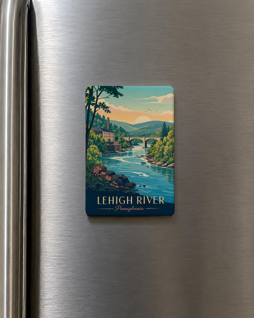 Lehigh River Fridge Magnet, Pennsylvania River Souvenir, Lehigh Gorge Outdoor Adventure Gift, Hiking Camping Travel Keepsake