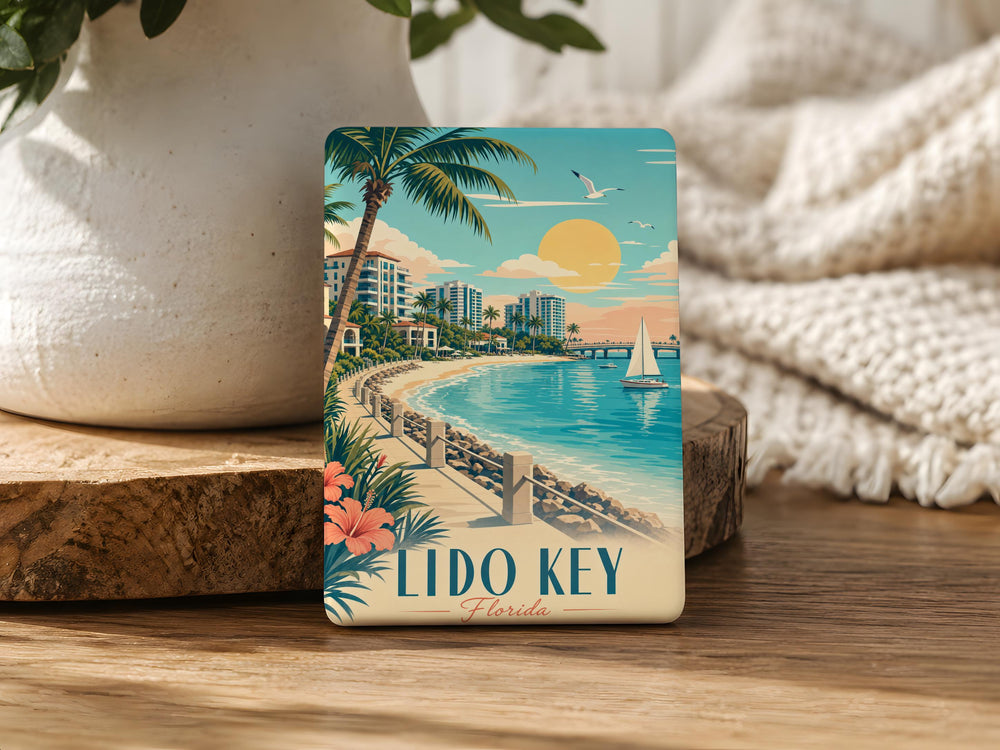 Lido Key Fridge Magnet, Florida Beach Souvenir Magnet, Coastal Island Vacation Travel Gift, Sarasota FL Keepsake Magnet