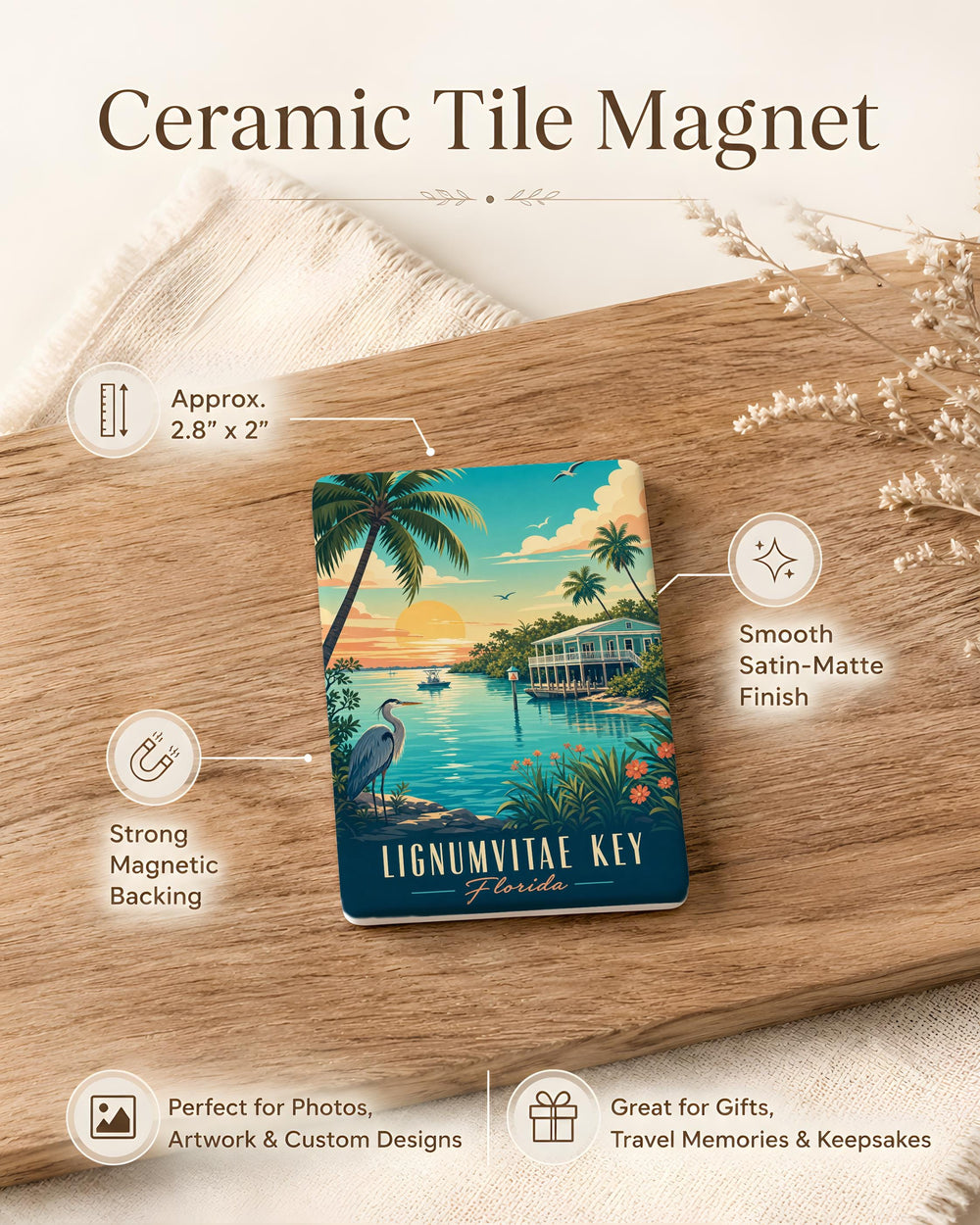 Lignumvitae Key Florida Fridge Magnet, Lignumvitae Key FL Souvenir Magnet, Florida Keys Travel Magnet