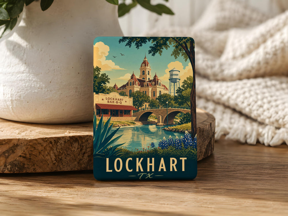 Lockhart TX Fridge Magnet, Lockhart Texas Souvenir Magnet, Texas Travel Gift, Lockhart City Magnet, Texas Keepsake Magnet