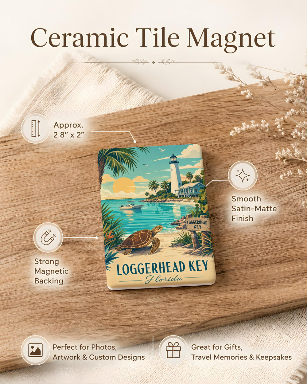 Loggerhead Key Florida Fridge Magnet, Loggerhead Sea Turtle Souvenir, Florida Keys Beach Travel Gift