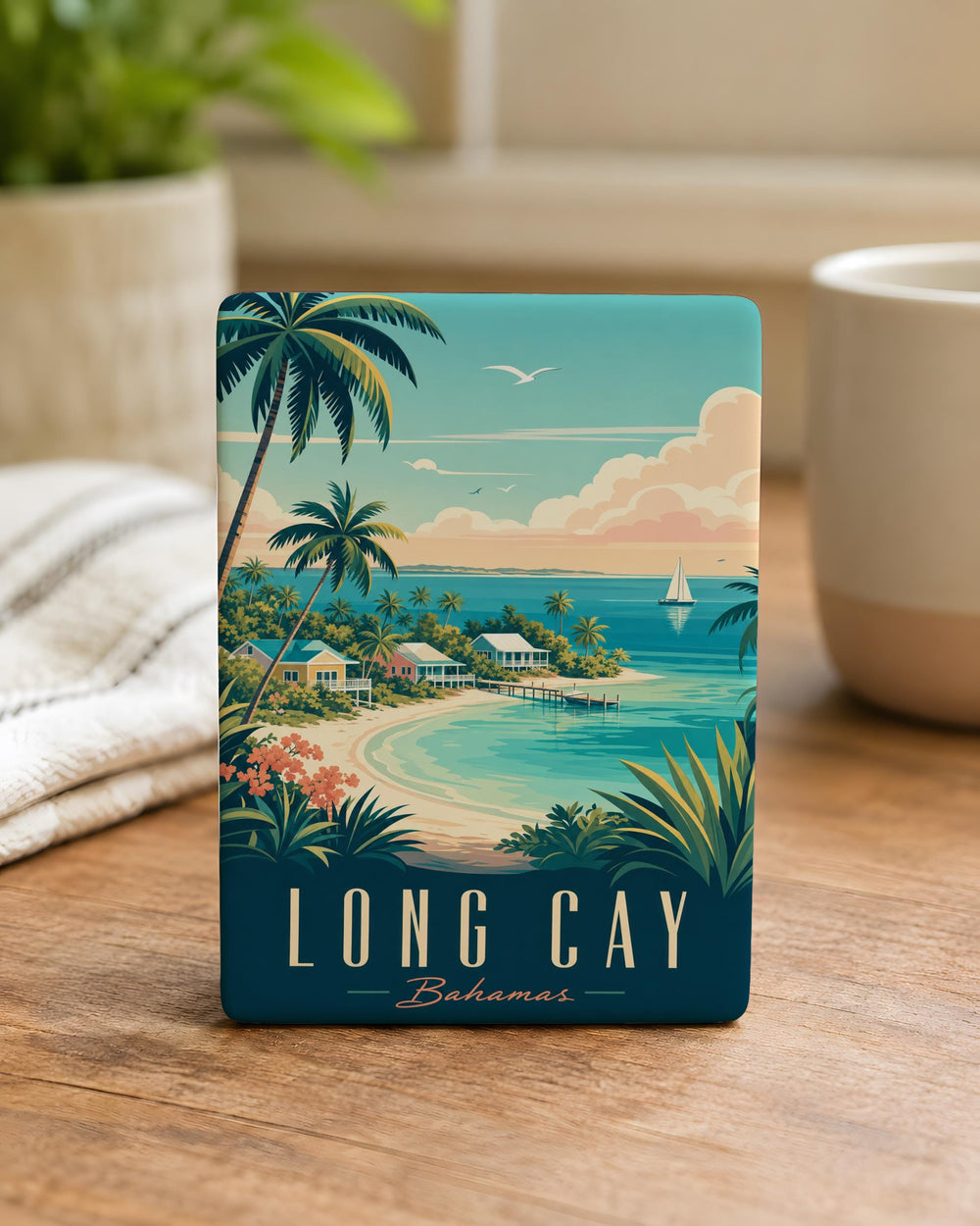 Long Cay Fridge Magnet, Long Cay Island Souvenir Magnet, Bahamas Travel Keepsake, Beach Vacation Refrigerator Magnet