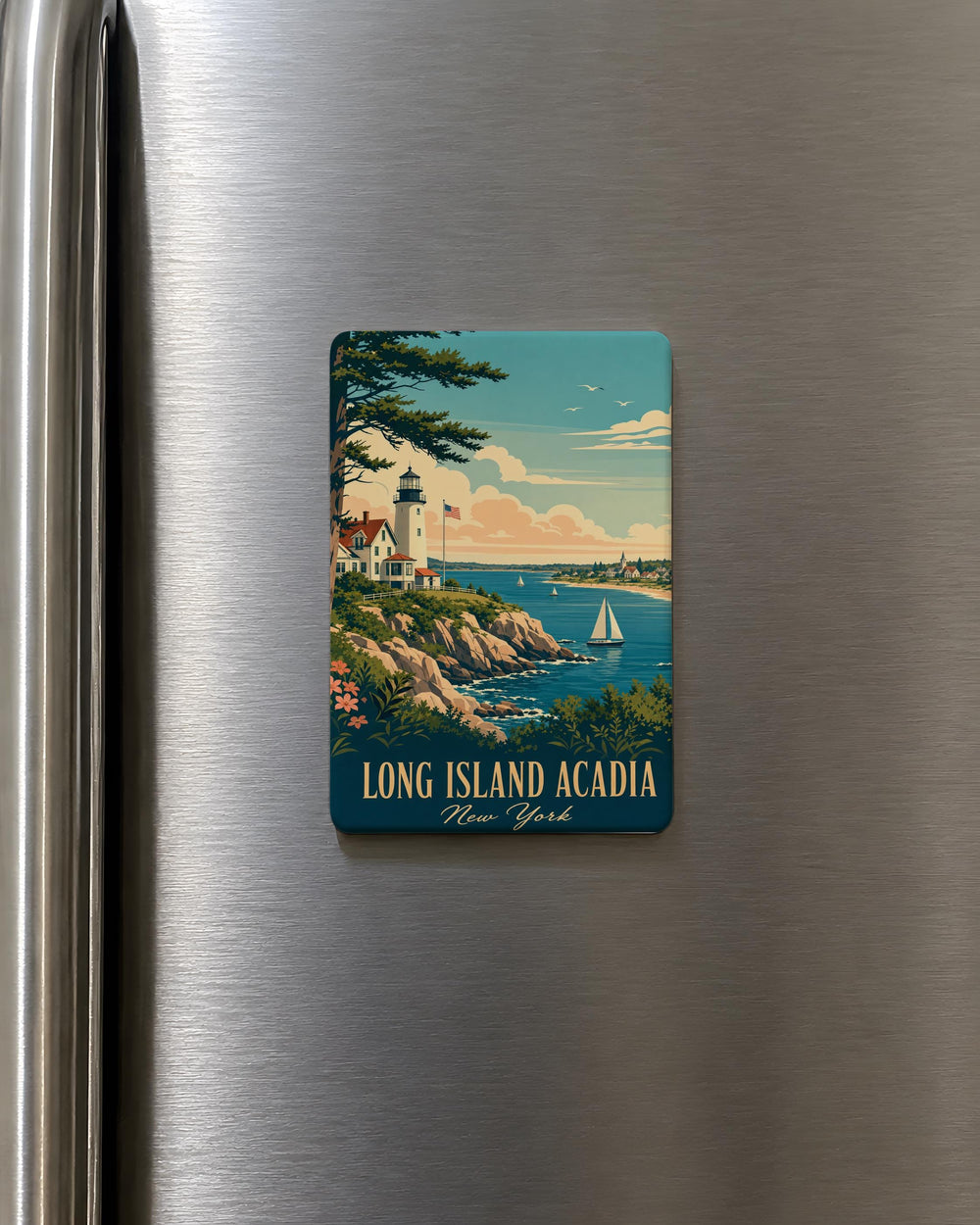 Long Island Acadia Fridge Magnet, Coastal Island Landmark Souvenir Magnet, Maine Travel Gift, Vacation Keepsake Magnet