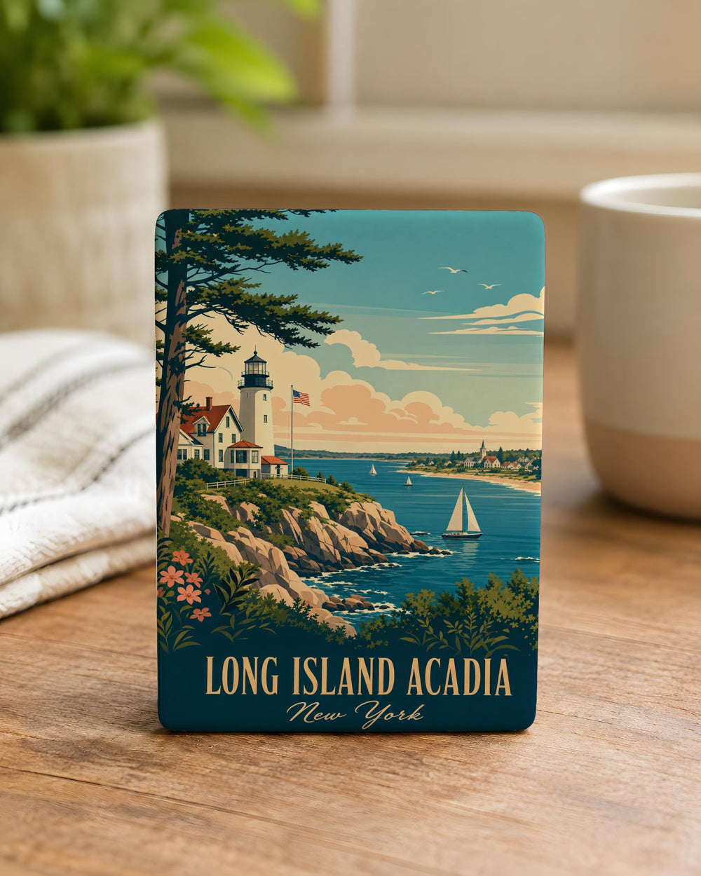 Long Island Acadia Fridge Magnet, Coastal Island Landmark Souvenir Magnet, Maine Travel Gift, Vacation Keepsake Magnet