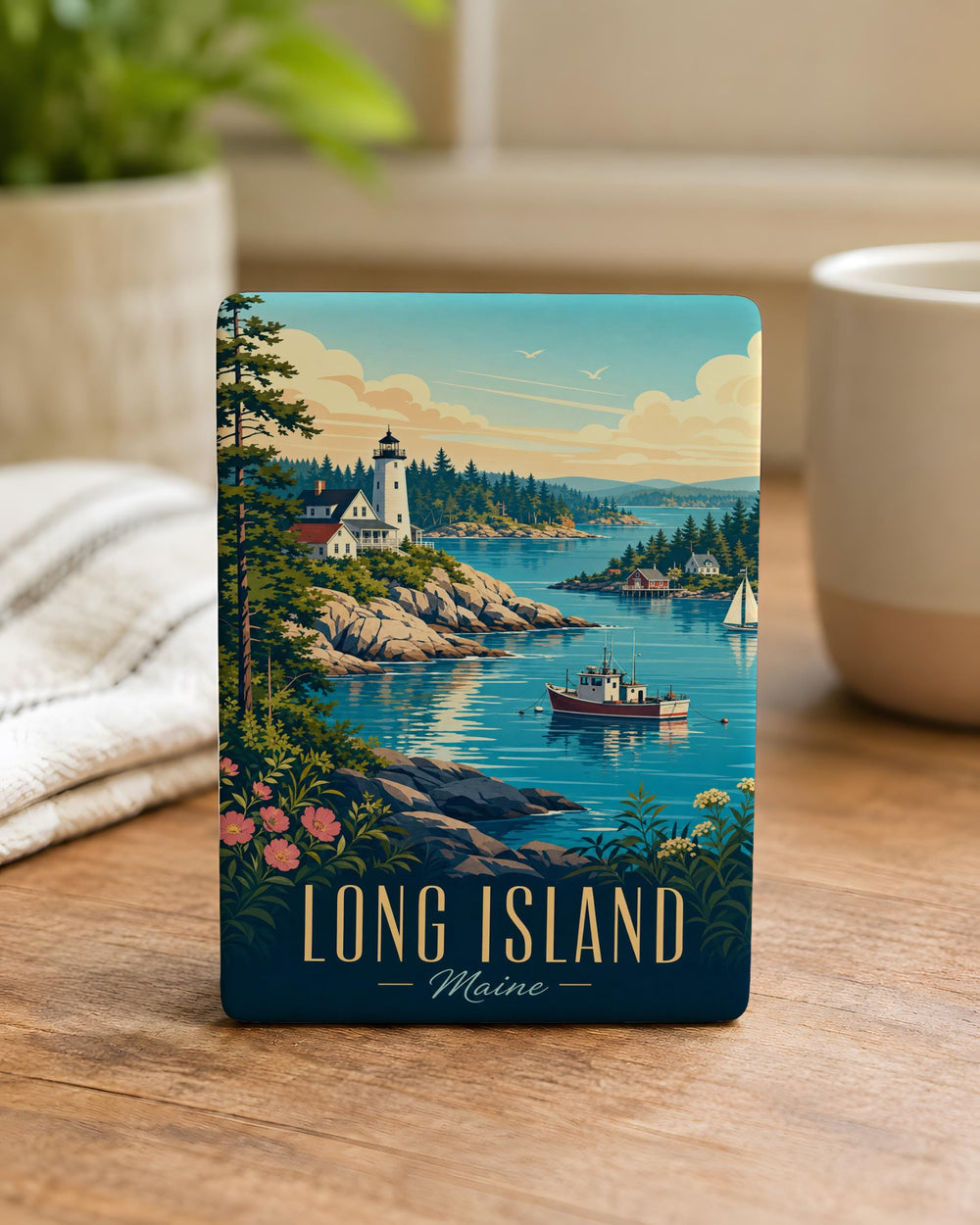 Long Island Maine Fridge Magnet, Coastal Island Souvenir Magnet, Maine Travel Keepsake, New England Gift Magnet