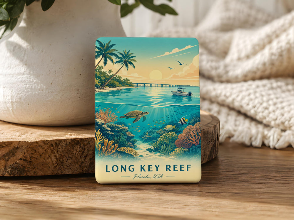 Long Key Reef Fridge Magnet, Florida Keys Coral Reef Souvenir, Ocean Marine Life Coastal Travel Keepsake Magnet