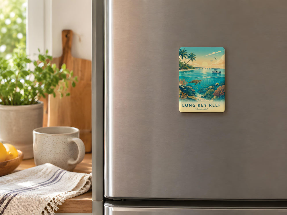 Long Key Reef Fridge Magnet, Florida Keys Coral Reef Souvenir, Ocean Marine Life Coastal Travel Keepsake Magnet
