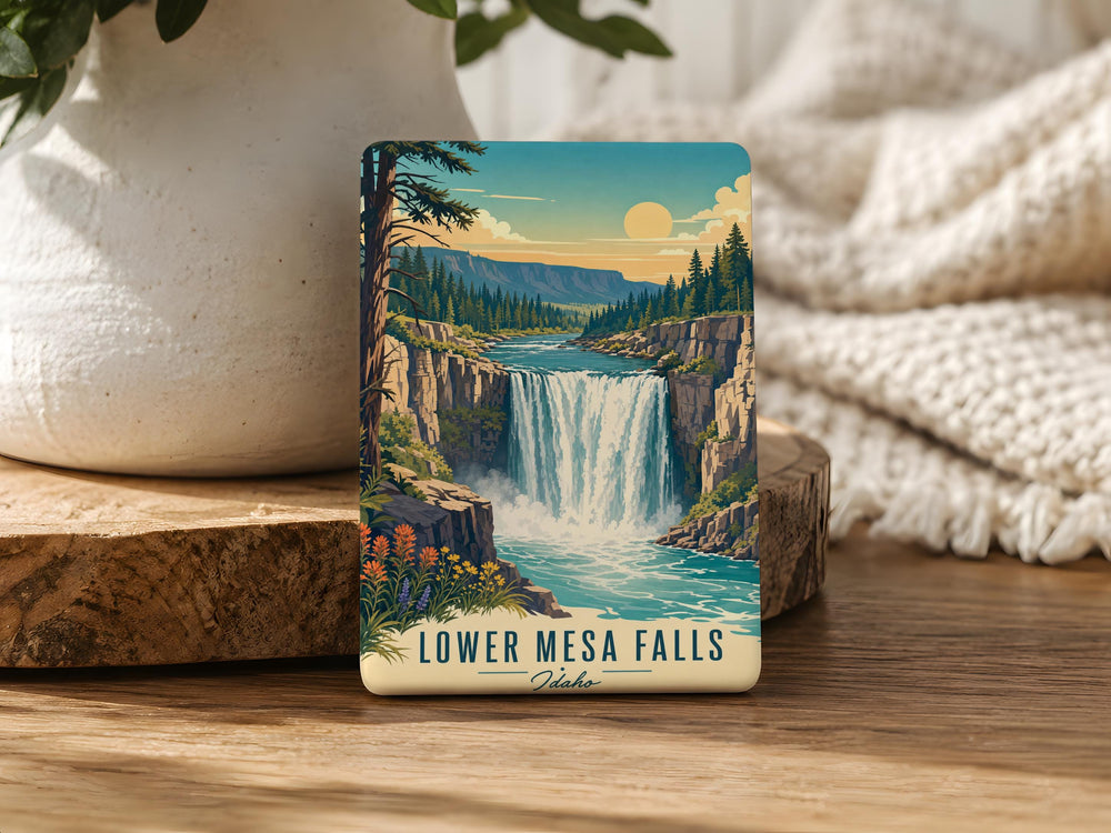 Lower Mesa Falls Fridge Magnet, Idaho Waterfall Souvenir, Snake River Scenic Travel Keepsake Magnet