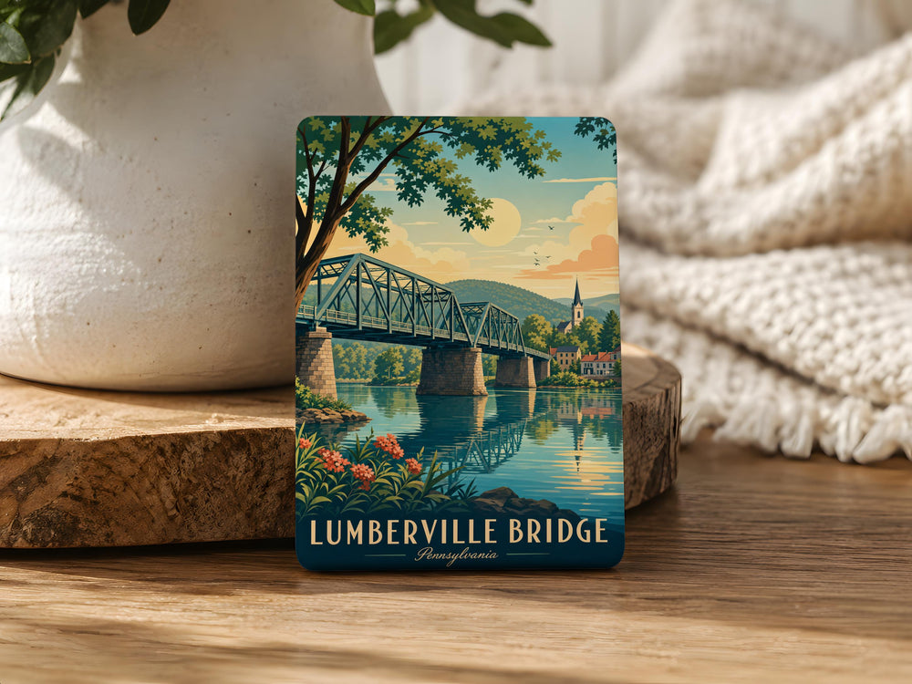 Lumberville Bridge Fridge Magnet, Delaware River Bridge Souvenir, Bucks County Pennsylvania Landmark Magnet