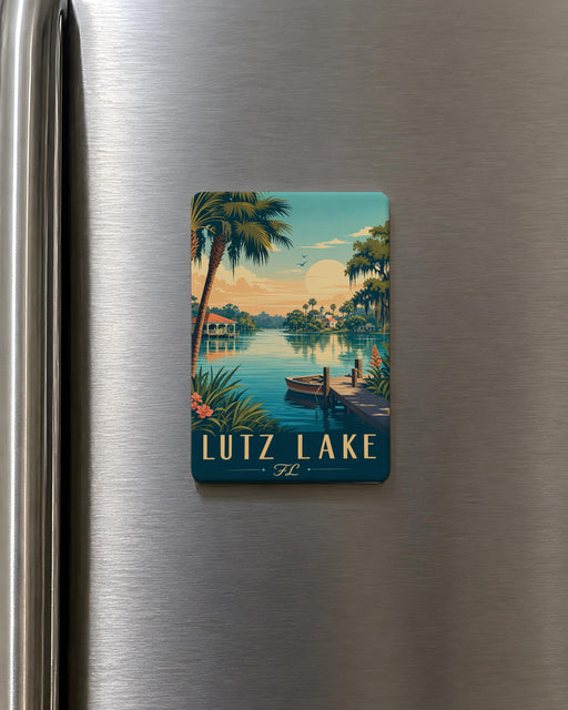 Lutz Lake Florida Fridge Magnet, Lutz FL Souvenir Magnet, Lakefront Travel Gift, Florida Lake Keepsake Magnet