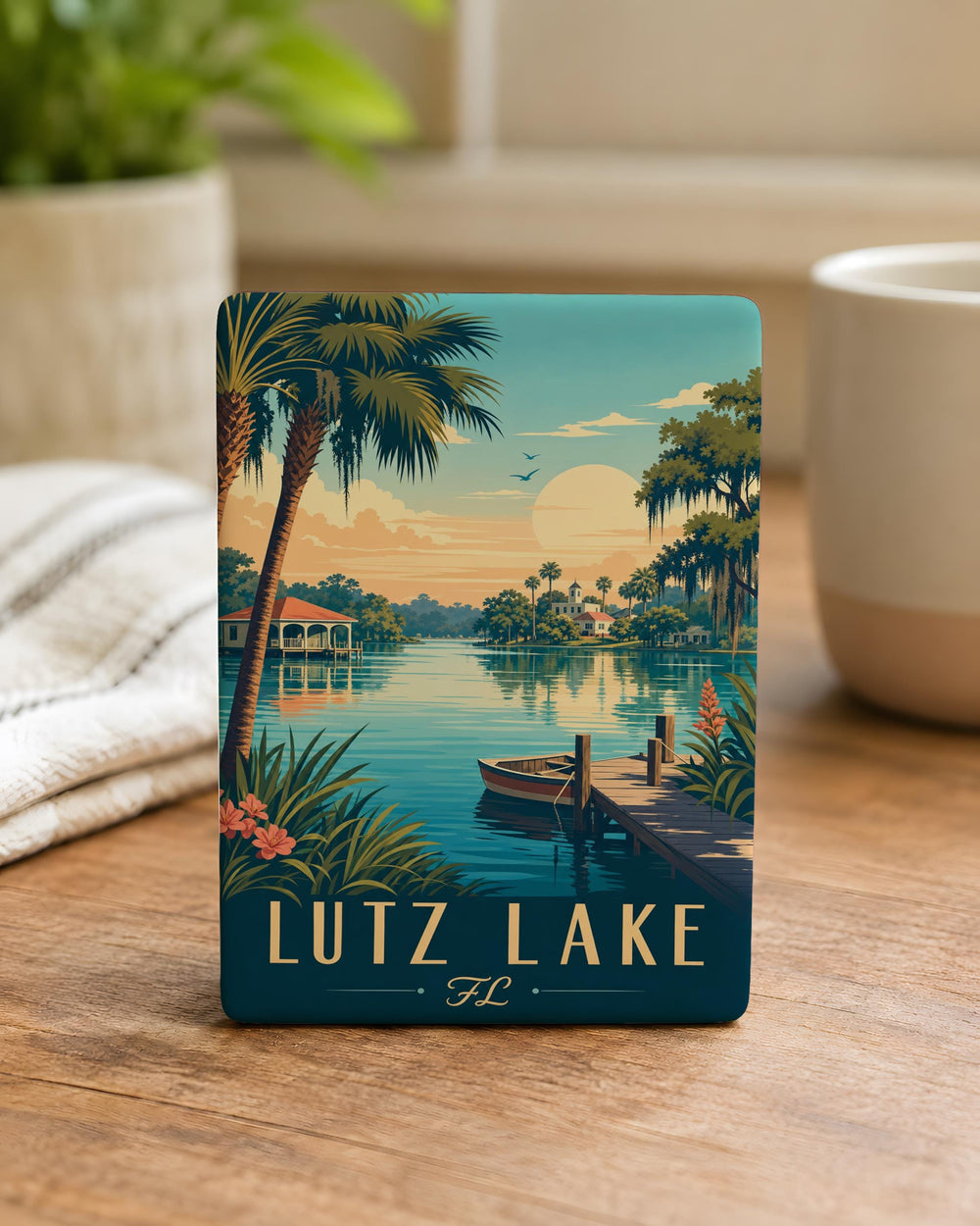 Lutz Lake Florida Fridge Magnet, Lutz FL Souvenir Magnet, Lakefront Travel Gift, Florida Lake Keepsake Magnet