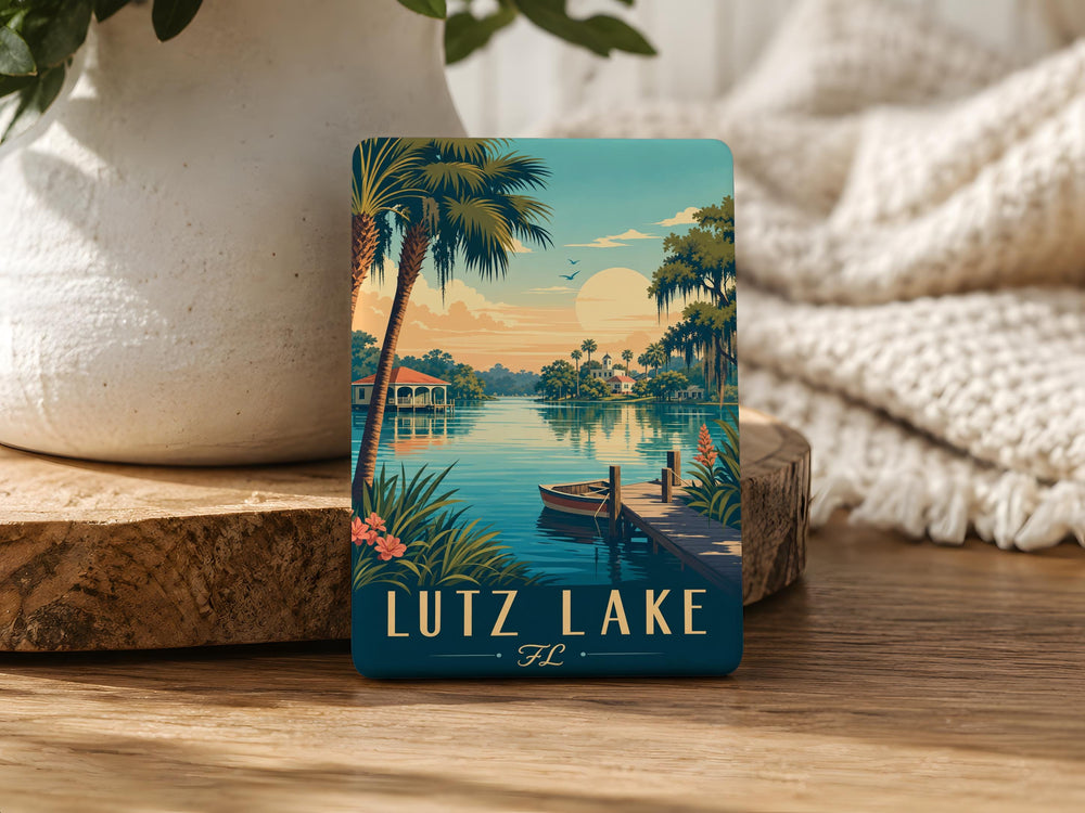 Lutz Lake Florida Fridge Magnet, Lutz FL Souvenir Magnet, Lakefront Travel Gift, Florida Lake Keepsake Magnet