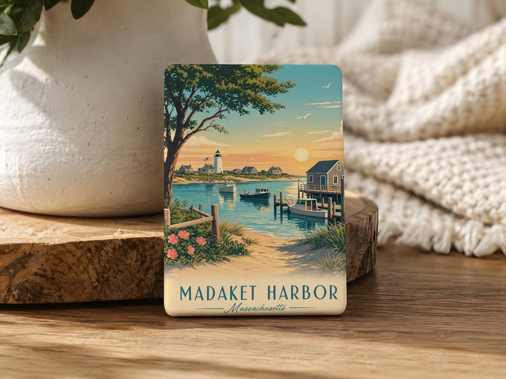 Madaket Harbor Fridge Magnet, Nantucket Massachusetts Coastal Harbor Souvenir, New England Beach Town Keepsake Magnet