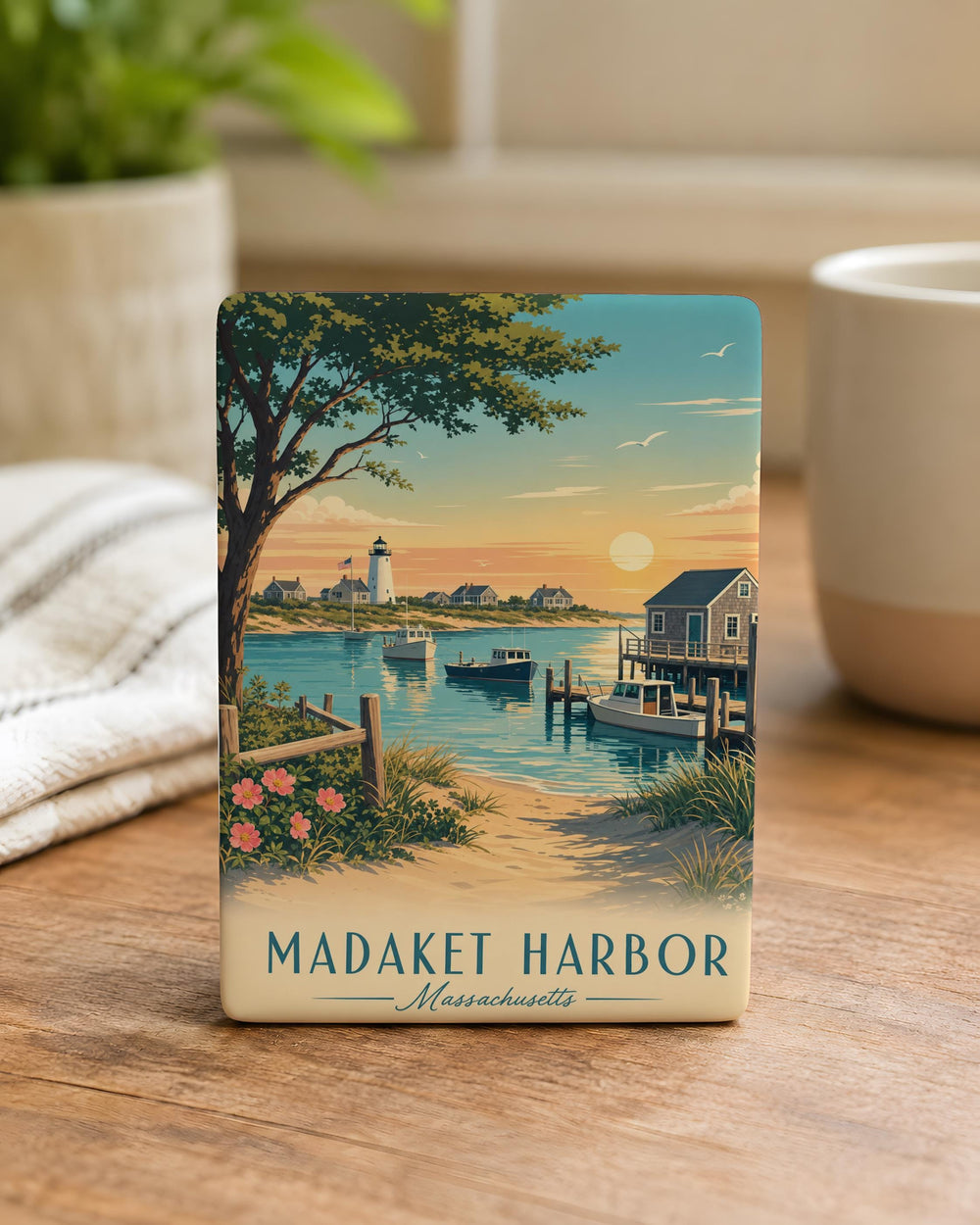 Madaket Harbor Fridge Magnet, Nantucket Massachusetts Coastal Harbor Souvenir, New England Beach Town Keepsake Magnet