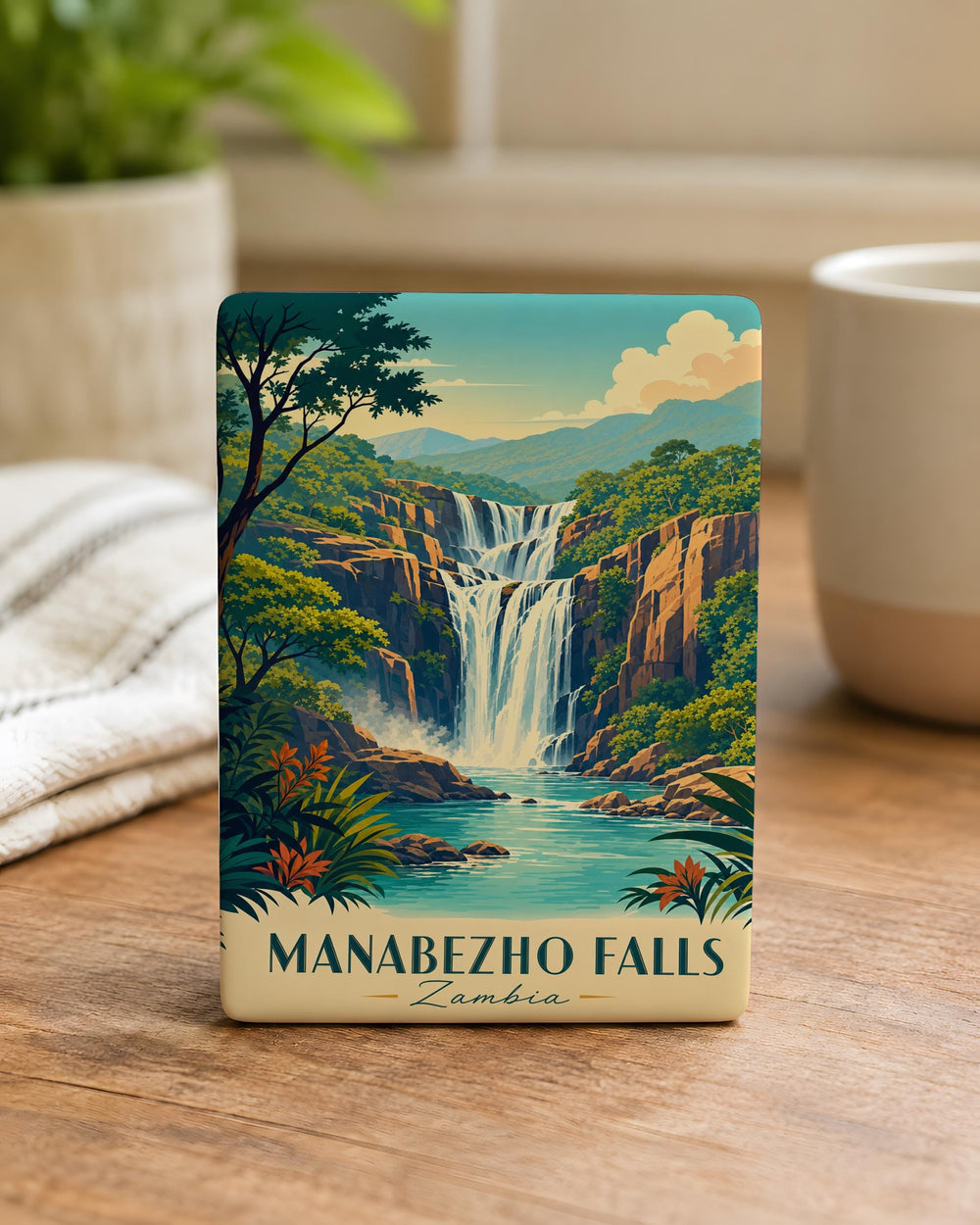 Manabezho Falls Fridge Magnet, Waterfall Nature Souvenir, Wisconsin Outdoor Travel Keepsake Magnet