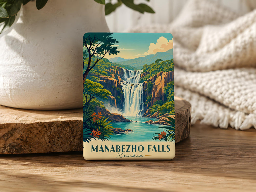 Manabezho Falls Fridge Magnet, Waterfall Nature Souvenir, Wisconsin Outdoor Travel Keepsake Magnet