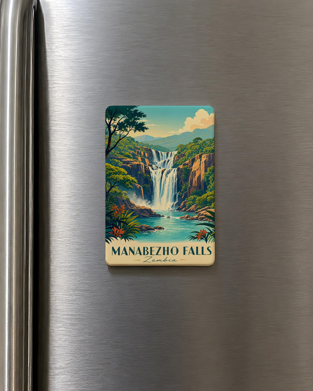Manabezho Falls Fridge Magnet, Waterfall Nature Souvenir, Wisconsin Outdoor Travel Keepsake Magnet