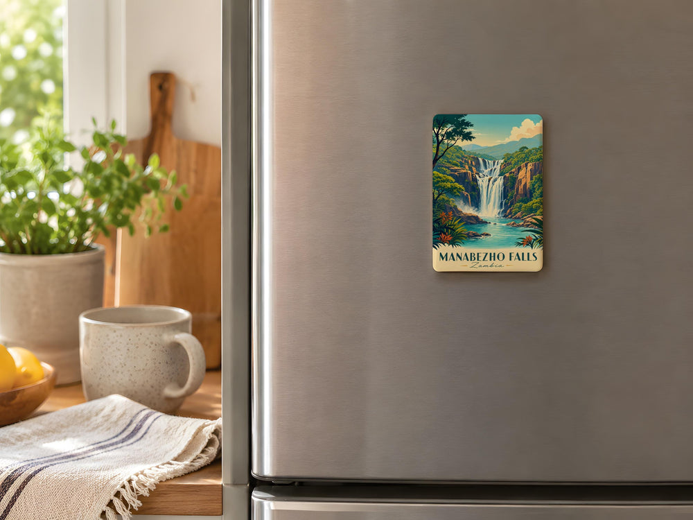 Manabezho Falls Fridge Magnet, Waterfall Nature Souvenir, Wisconsin Outdoor Travel Keepsake Magnet
