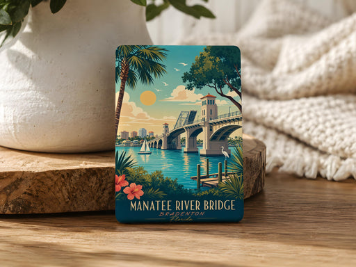 Manatee River Bridge Fridge Magnet, Florida River Bridge Souvenir, Coastal Landmark Travel Gift, Waterfront Keepsake Magnet