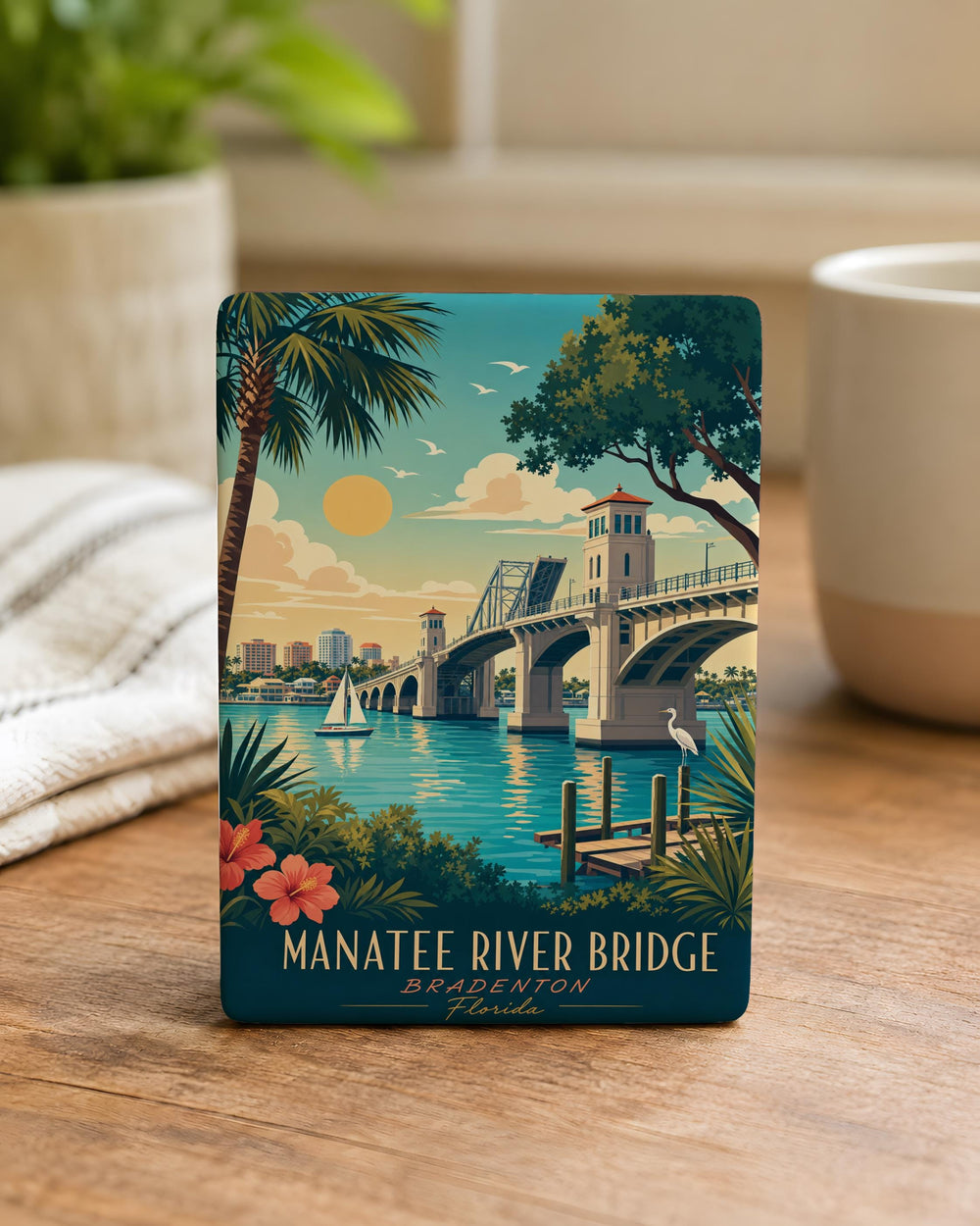 Manatee River Bridge Fridge Magnet, Florida River Bridge Souvenir, Coastal Landmark Travel Gift, Waterfront Keepsake Magnet