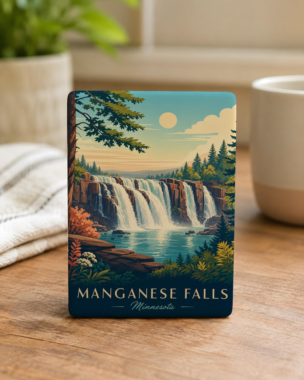 Manganese Falls Fridge Magnet, Waterfall Landmark Souvenir Magnet, Nature Travel Keepsake Magnet, Scenic Falls Decor Magnet