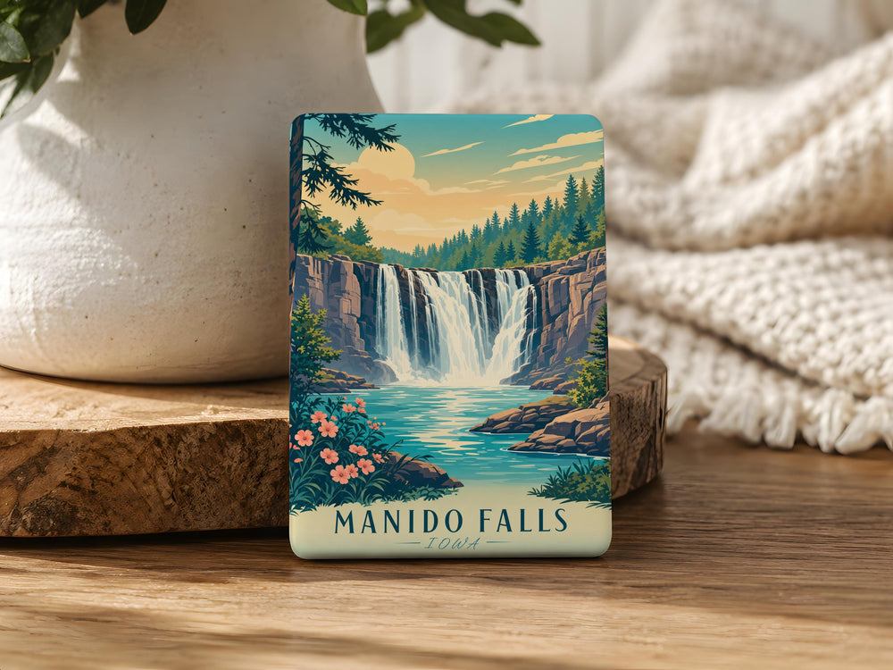 Manido Falls Fridge Magnet, Waterfall Landscape Souvenir Magnet, Nature Travel Keepsake, Scenic Falls Refrigerator Magnet