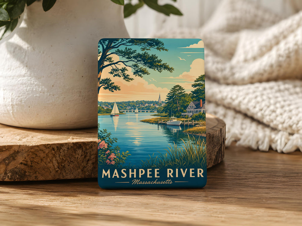 Mashpee River Fridge Magnet, Mashpee Massachusetts River Souvenir, Cape Cod Travel Gift, Coastal River Landmark Magnet