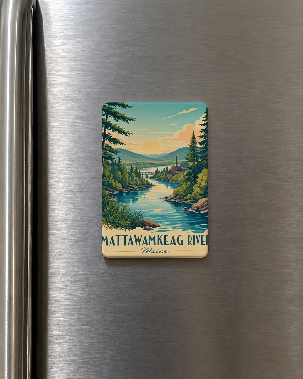 Mattawamkeag River Fridge Magnet, Maine River Souvenir, Outdoor Nature Travel Keepsake, Cabin Lake House Decor