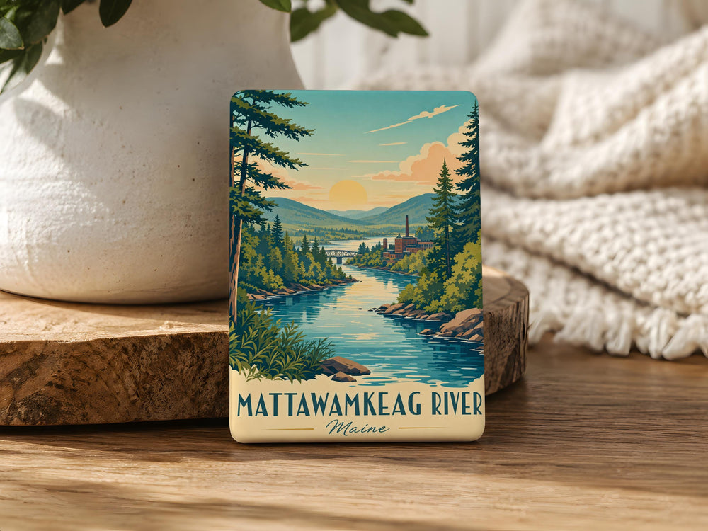 Mattawamkeag River Fridge Magnet, Maine River Souvenir, Outdoor Nature Travel Keepsake, Cabin Lake House Decor