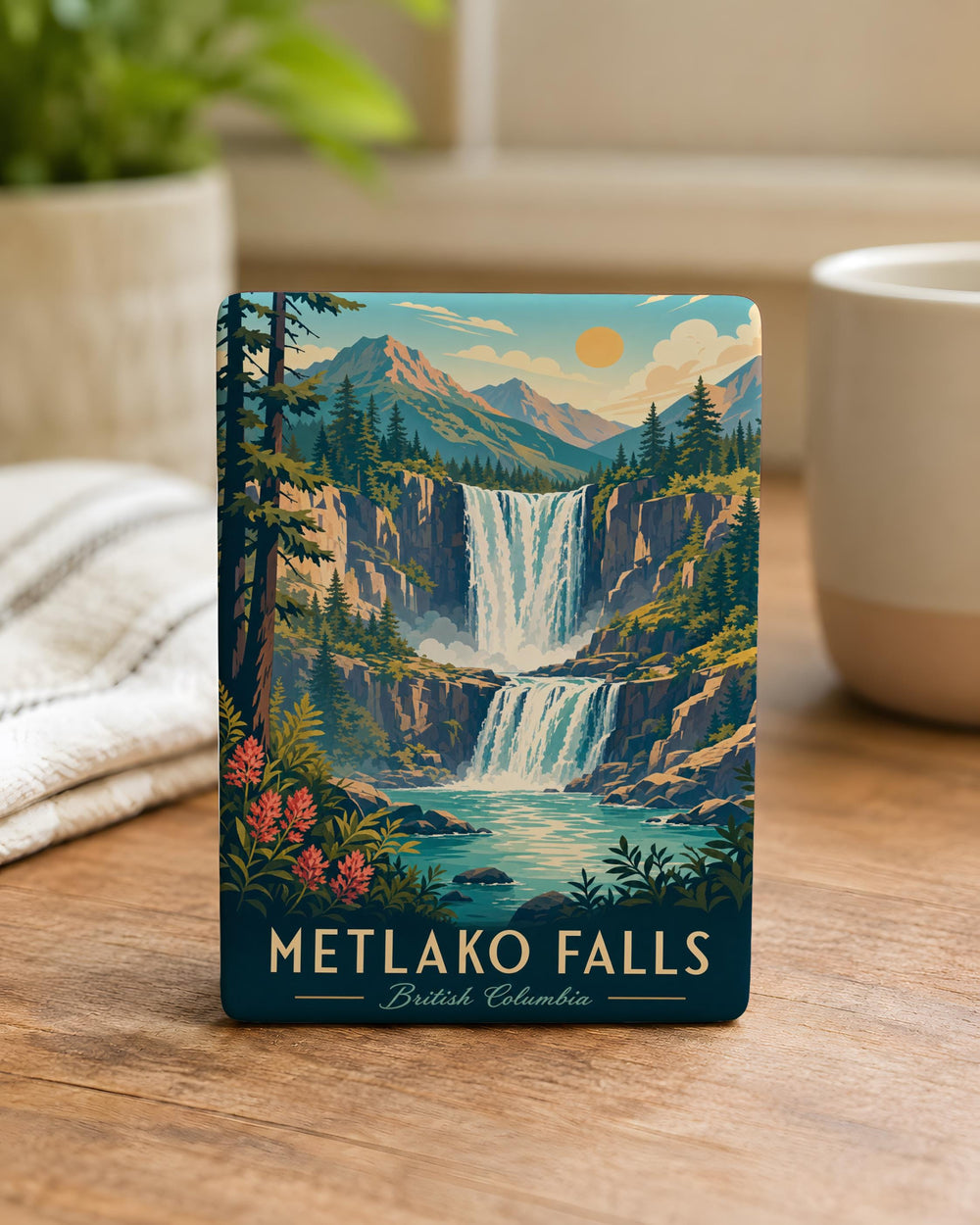 Metlako Falls Fridge Magnet, Waterfall Nature Souvenir Magnet, Pacific Northwest Landmark Keepsake Gift