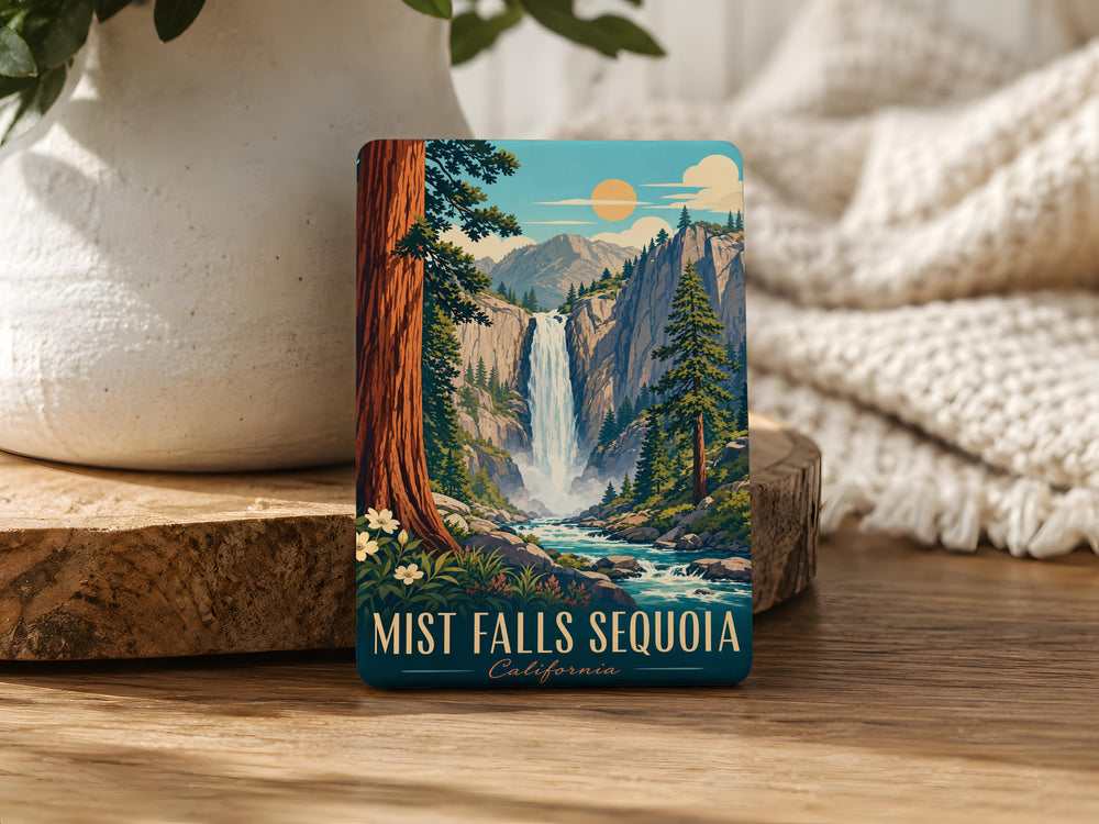 Mist Falls Sequoia National Park Fridge Magnet, Waterfall and Giant Sequoia Forest Souvenir Magnet