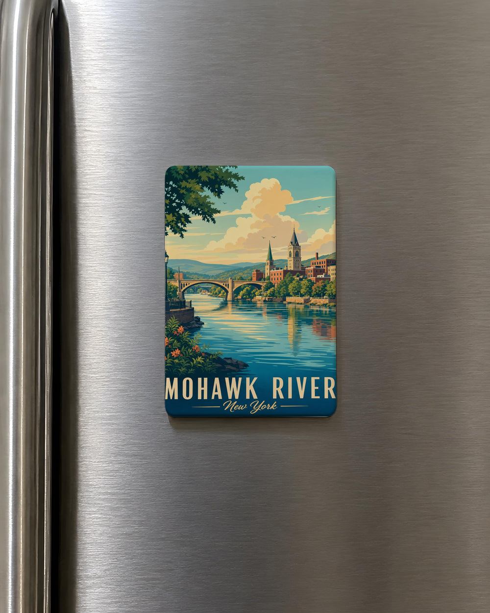 Mohawk River Fridge Magnet, Mohawk Valley New York Souvenir, River Landscape Travel Gift, Upstate NY Keepsake Magnet