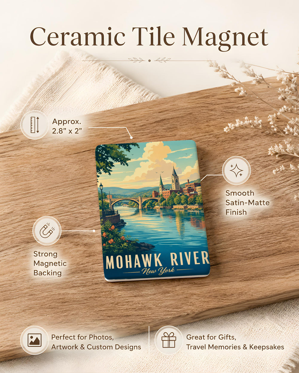 Mohawk River Fridge Magnet, Mohawk Valley New York Souvenir, River Landscape Travel Gift, Upstate NY Keepsake Magnet
