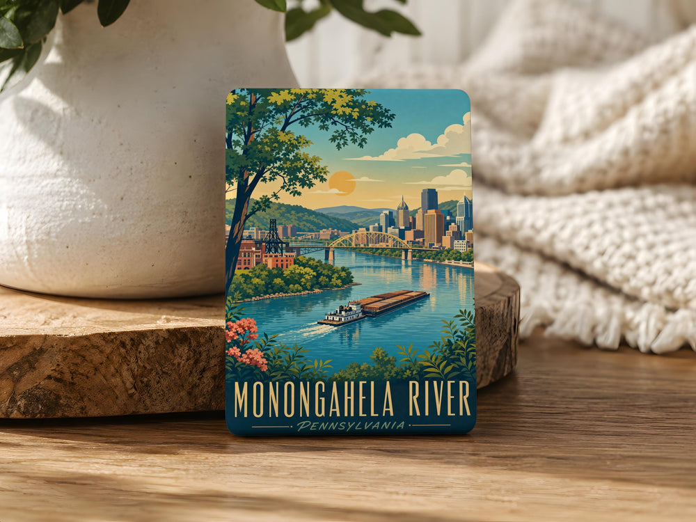 Monongahela River Fridge Magnet, Pennsylvania River Landmark Souvenir, Pittsburgh Area Travel Gift, Riverfront Keepsake Magnet