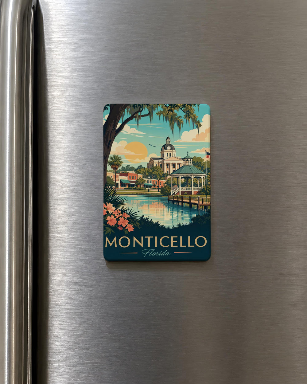 Monticello Florida Fridge Magnet, Monticello FL Souvenir Magnet, Jefferson County Travel Gift, Florida Town Keepsake Magnet