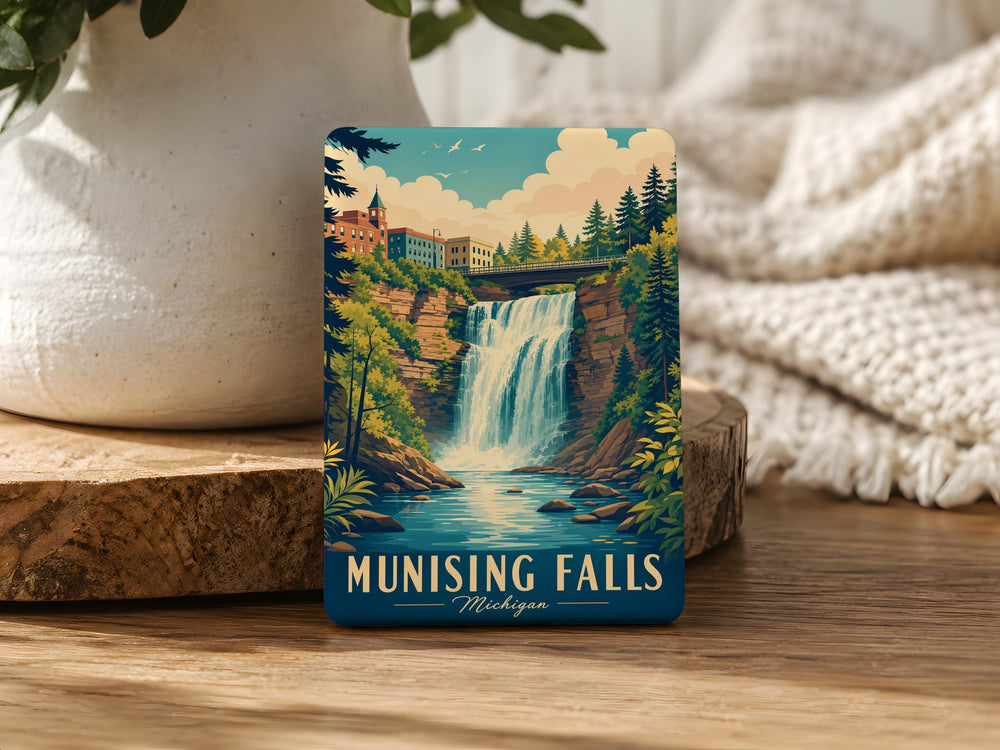 Munising Falls Fridge Magnet, Michigan Waterfall Souvenir, Pictured Rocks Lakeshore Travel Gift