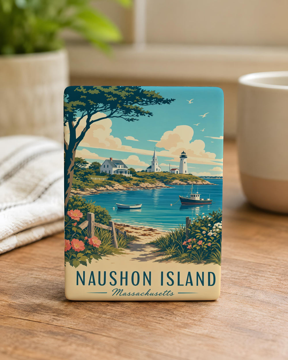 Naushon Island Fridge Magnet, Massachusetts Island Souvenir, Coastal New England Travel Keepsake, Vineyard Sound Gift