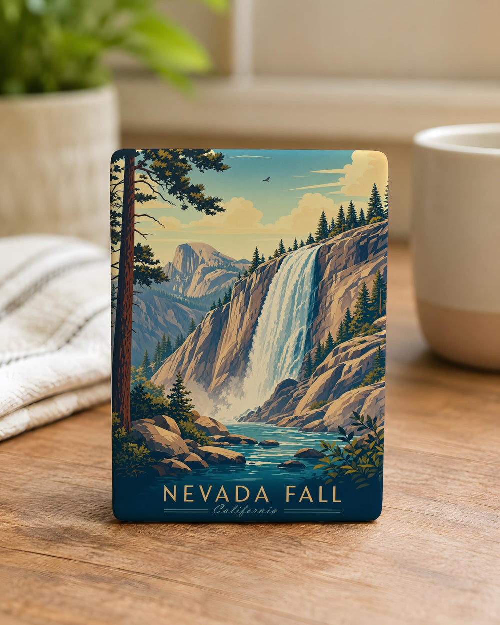 Nevada Fall Fridge Magnet, Yosemite Waterfall Souvenir, Sierra Nevada Nature Landmark Magnet, California Travel Keepsake