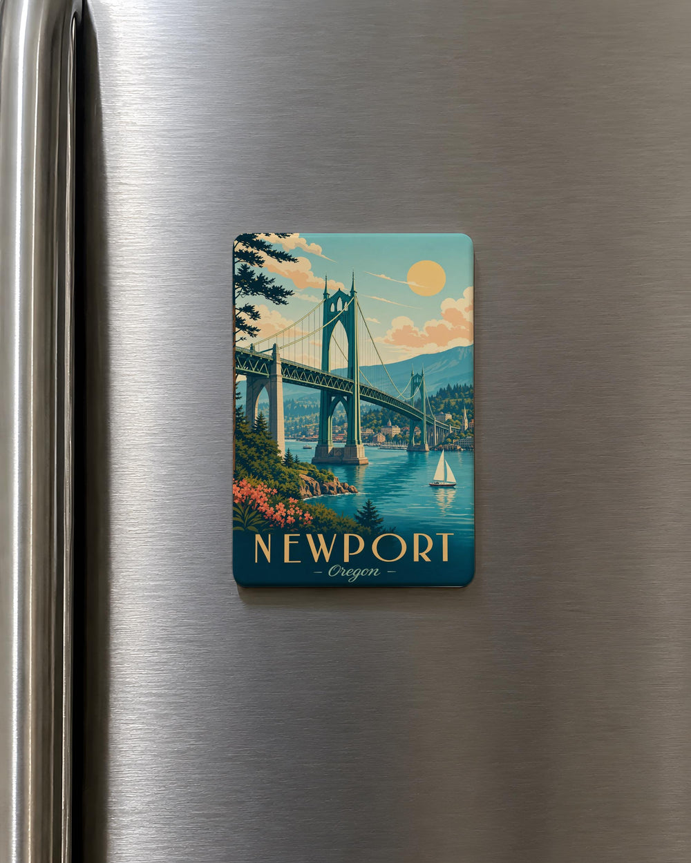 Newport Bridge Fridge Magnet, Rhode Island Landmark Souvenir, Coastal New England Travel Keepsake Magnet