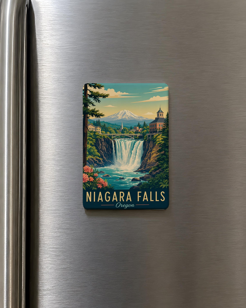 Niagara Falls Oregon Fridge Magnet, Waterfall Landmark Souvenir, Scenic Nature Travel Keepsake Gift