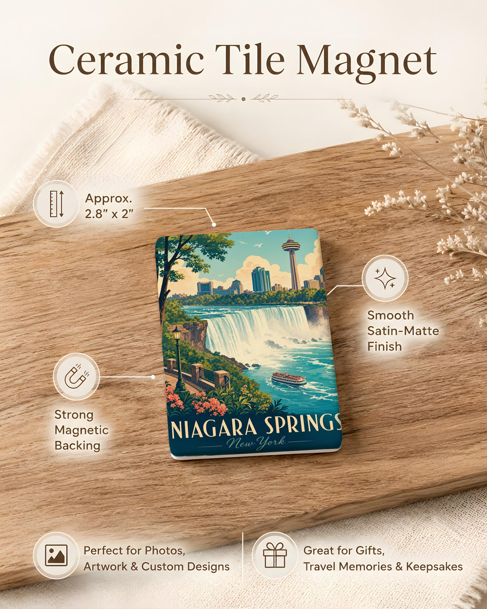Niagara Springs Fridge Magnet, Niagara Falls Souvenir Magnet, New York Travel Gift, Waterfall Keepsake Magnet